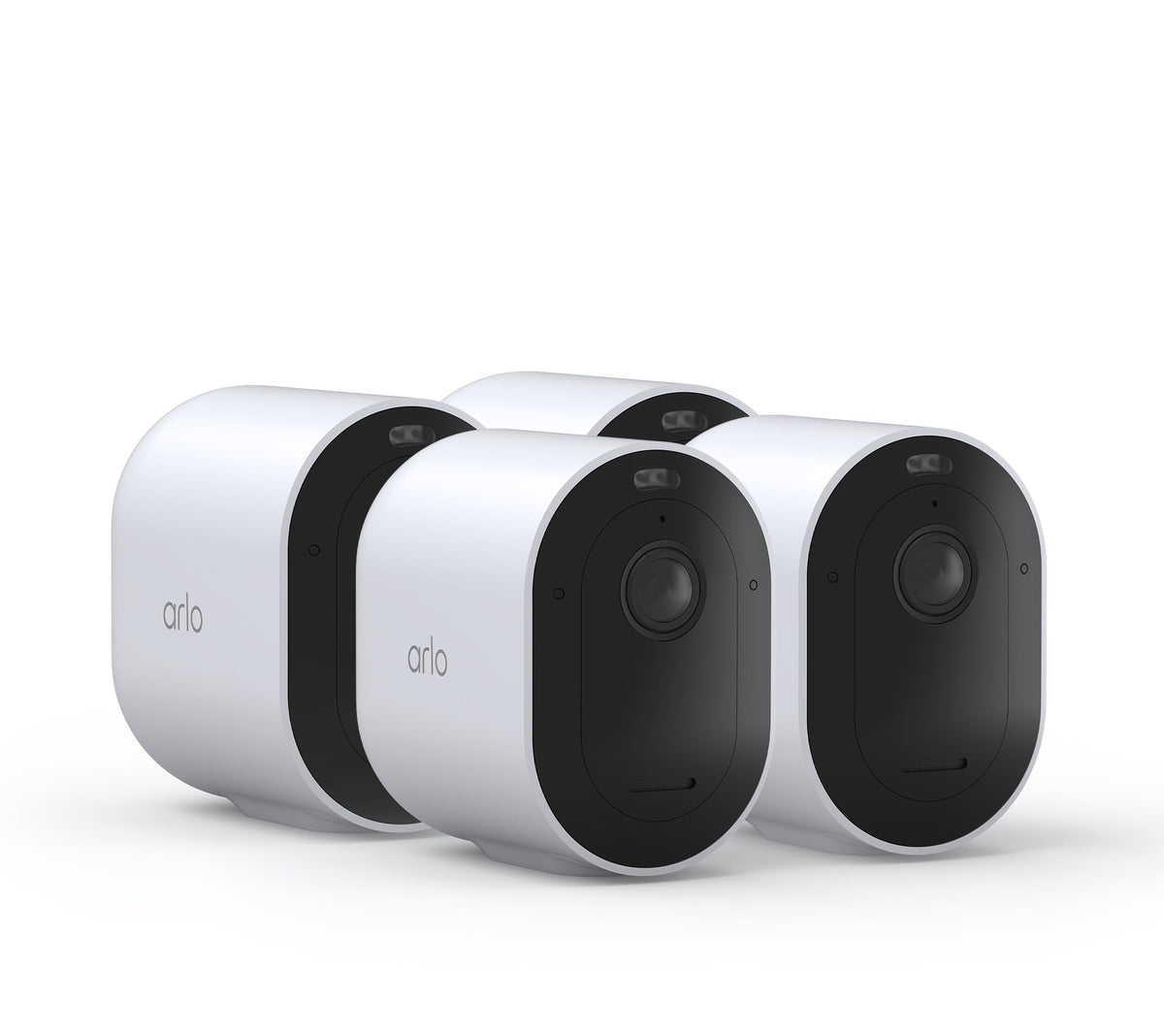 Arlo Pro 5S 2K 4-pack front view enhances home surveillance with crisp detail.
