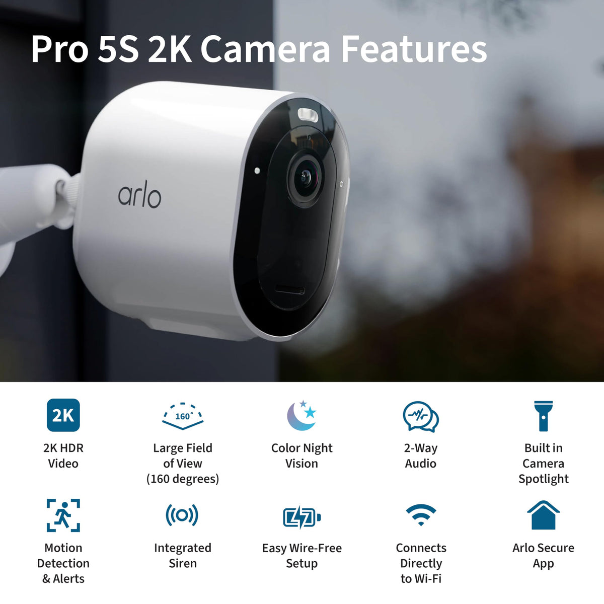 Arlo Pro 5S mounted on porch illustrating outdoor placement benefit security