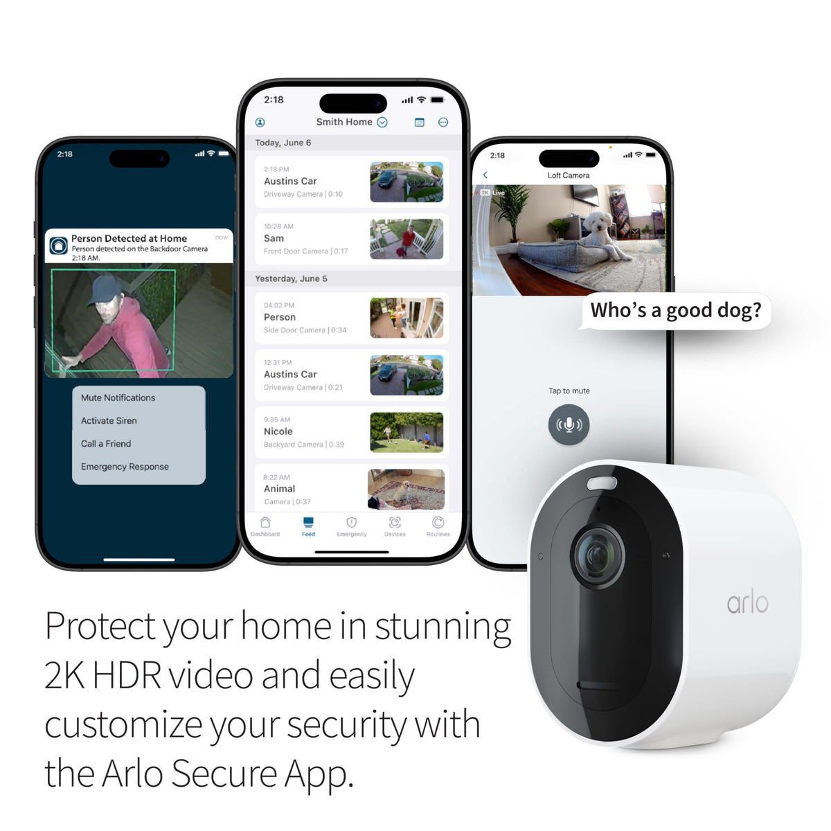 Arlo Pro 5S live stream with two-way audio enables real-time conversations