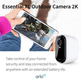 Arlo camera back label and ports showing certified refurbished condition