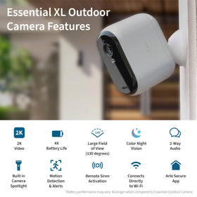Arlo closeup of lens and sensors highlighting 2K image capture benefit