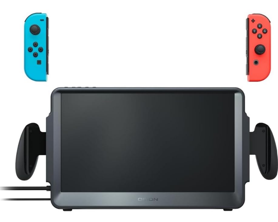 ARMORR Orion portable monitor side view in docked setup with airflow vents