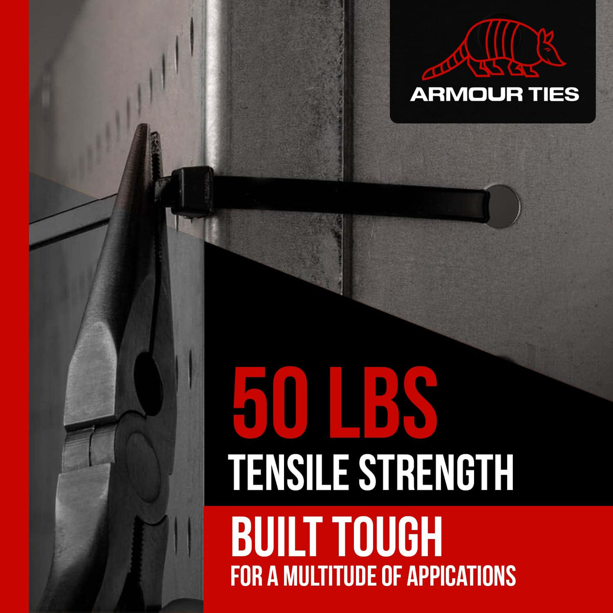 Armour Ties suitable for indoor and outdoor use in wet or dry conditions.