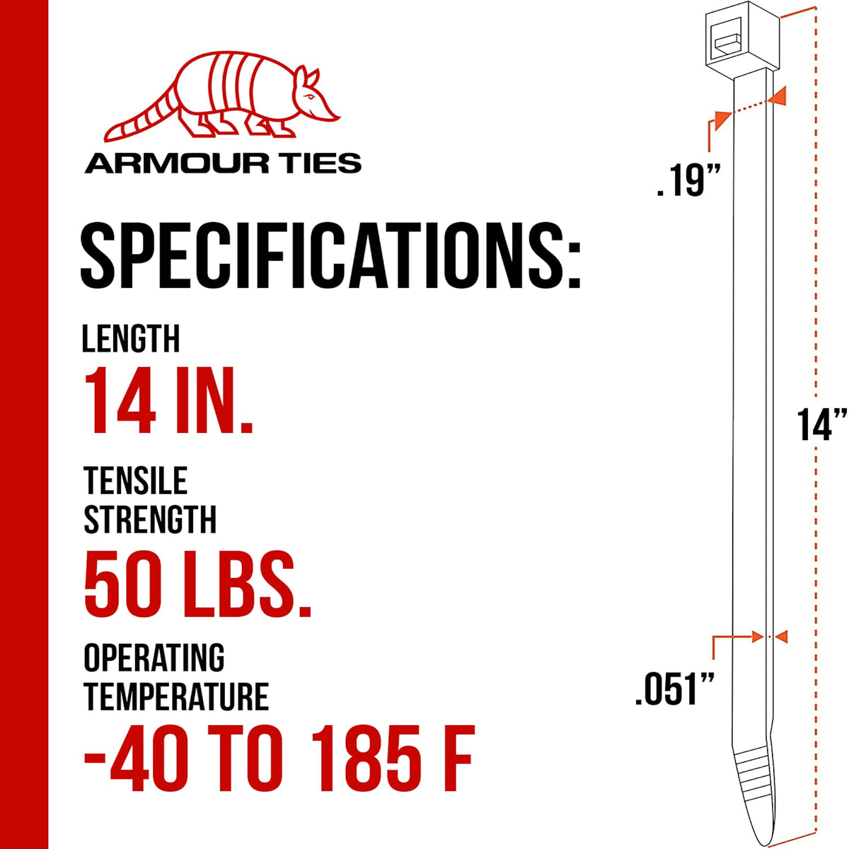 Armour Ties UV-resistant nylon zip tie resists sun fading for outdoor projects.