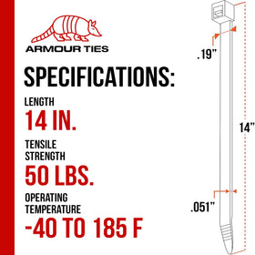 Armour Ties UV-resistant nylon zip tie resists sun fading for outdoor projects.