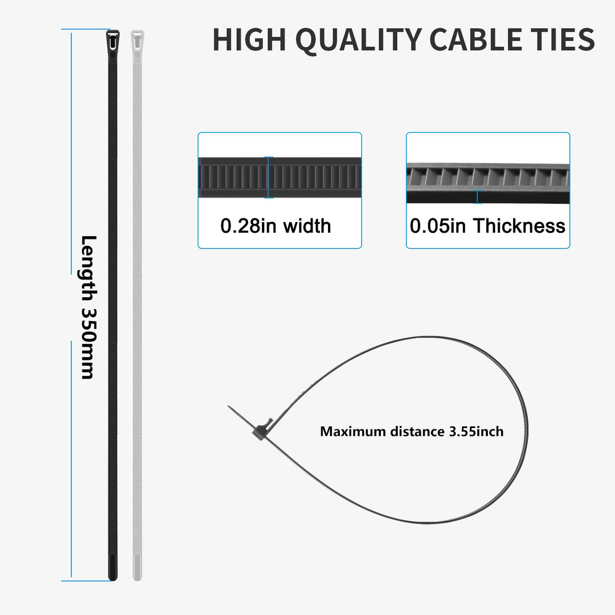Armpow 100pcs black zip ties suitable for versatile indoor and outdoor mounting tasks.