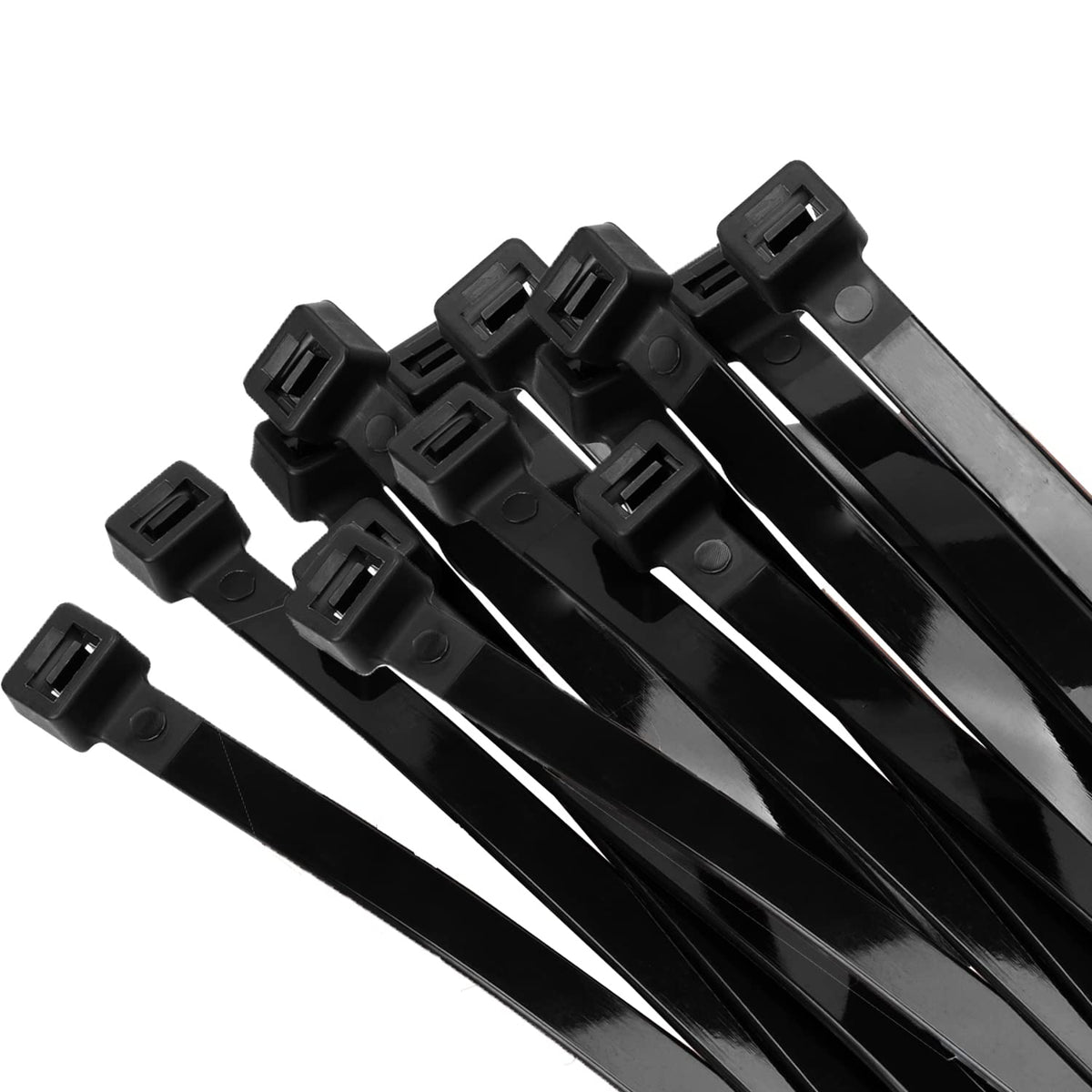 Armpow 12inch black zip tie illustrates high-strength 250 lb rating for outdoor use.