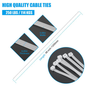 Armpow 12mm wide zip tie provides strong support for large bundles.