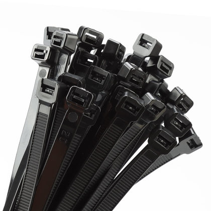 Armpow 14-inch heavy-duty zip tie in use securing bundles with strength