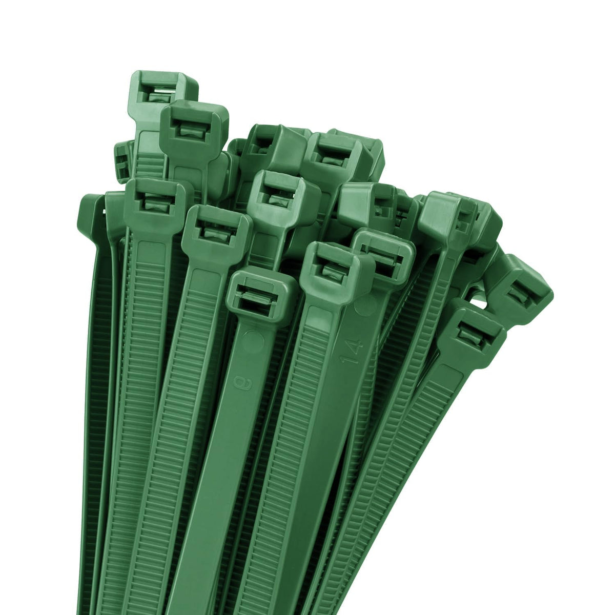 Armpow 18-inch Gaeden Green zip tie for heavy-duty outdoor use.