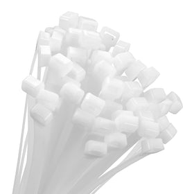 Armpow 18-inch white zip ties, 100-pack, ideal for fast bundling and light outdoor use.