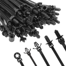 Armpow 210pcs cable ties kit closeup highlighting durable black nylon for secure wiring.