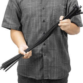 Armpow 24 inch black zip ties secure cables indoors or outdoors.