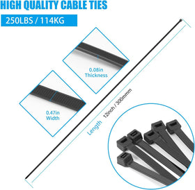 Armpow zip ties close-up showing 250 lbf tensile strength for heavy loads.