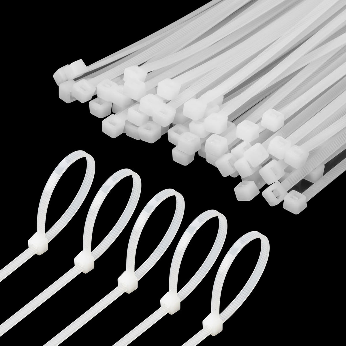 Armpow 8-inch white zip ties bulk pack for fast bundling.