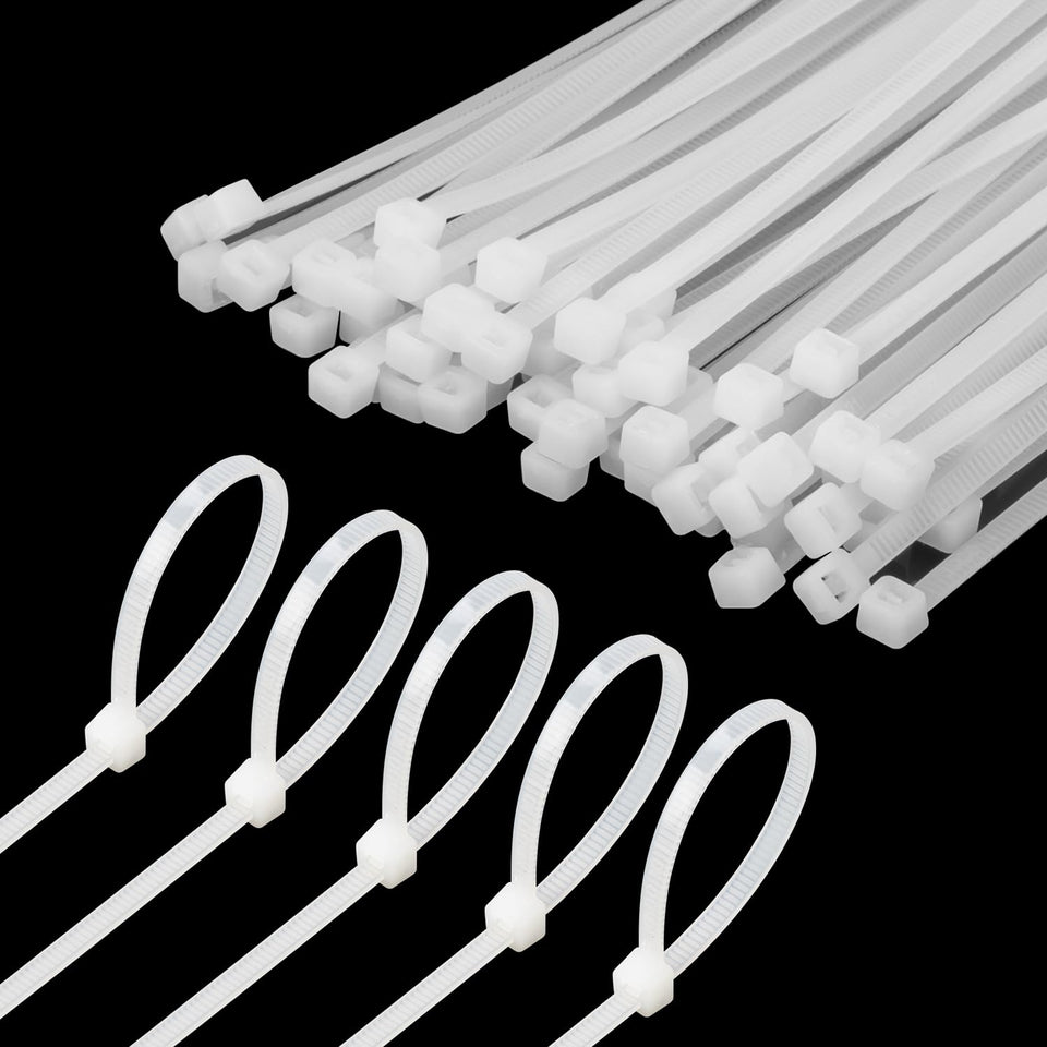 Armpow 8-inch white zip ties bulk pack for fast bundling.