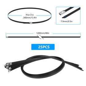Armpow epoxy-coated black zip ties close-up showing coating.