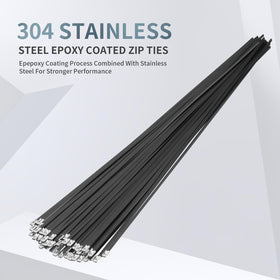 Armpow epoxy-coated 304 stainless zip tie close-up highlights corrosion resistance