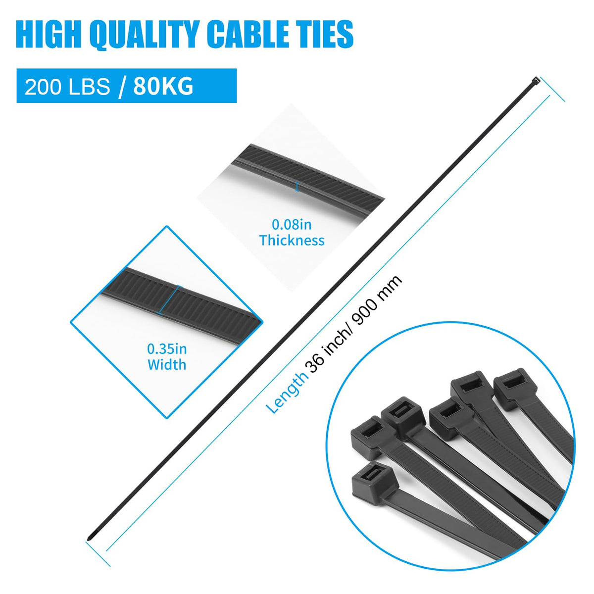 Armpow heavy-duty nylon 66 zip ties with high tensile strength.