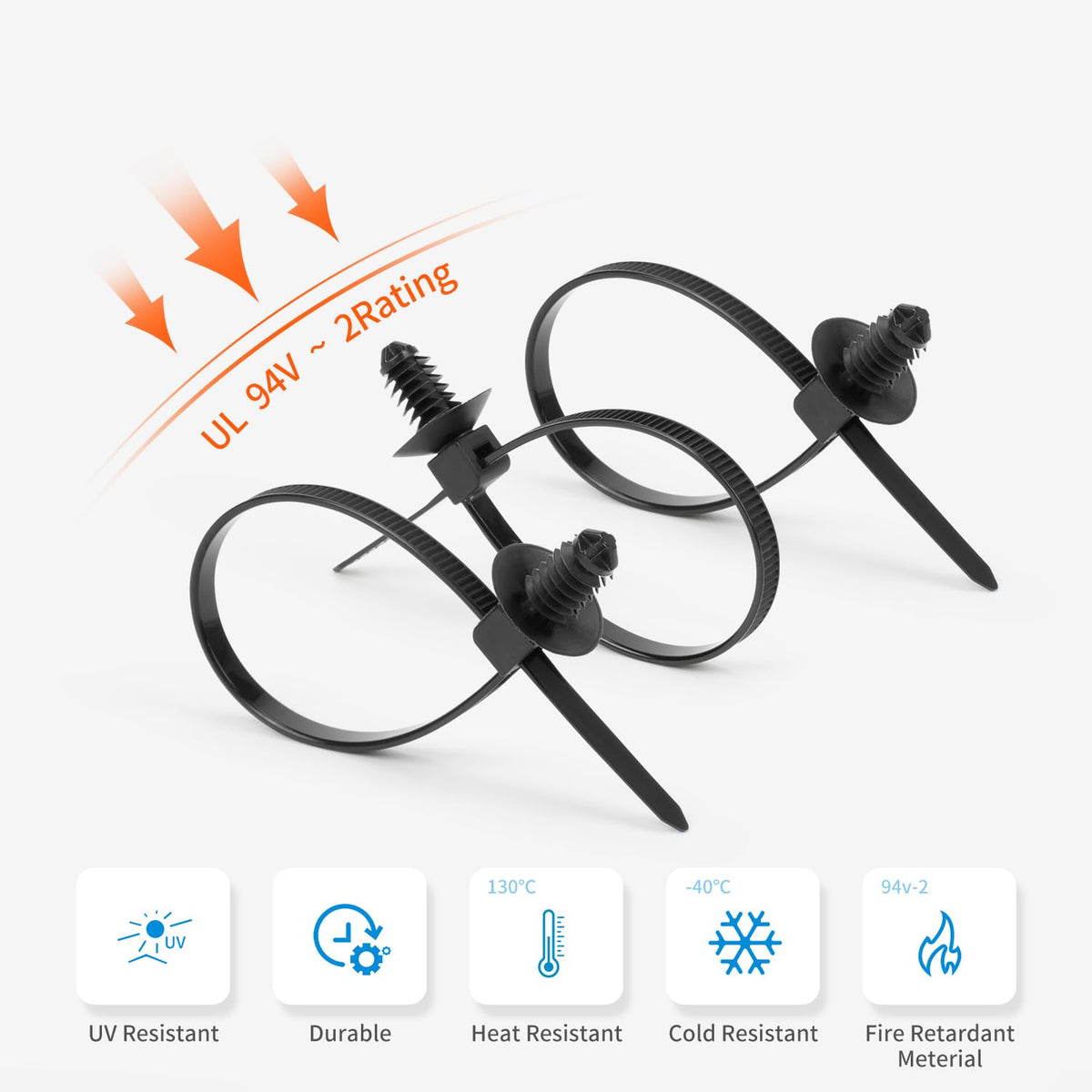 Armpow heavy-duty self-locking ties with strong grip for secure engine bay bundles.