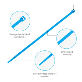 Armpow zip tie laid by ruler demonstrating 12-inch length for accurate measurement