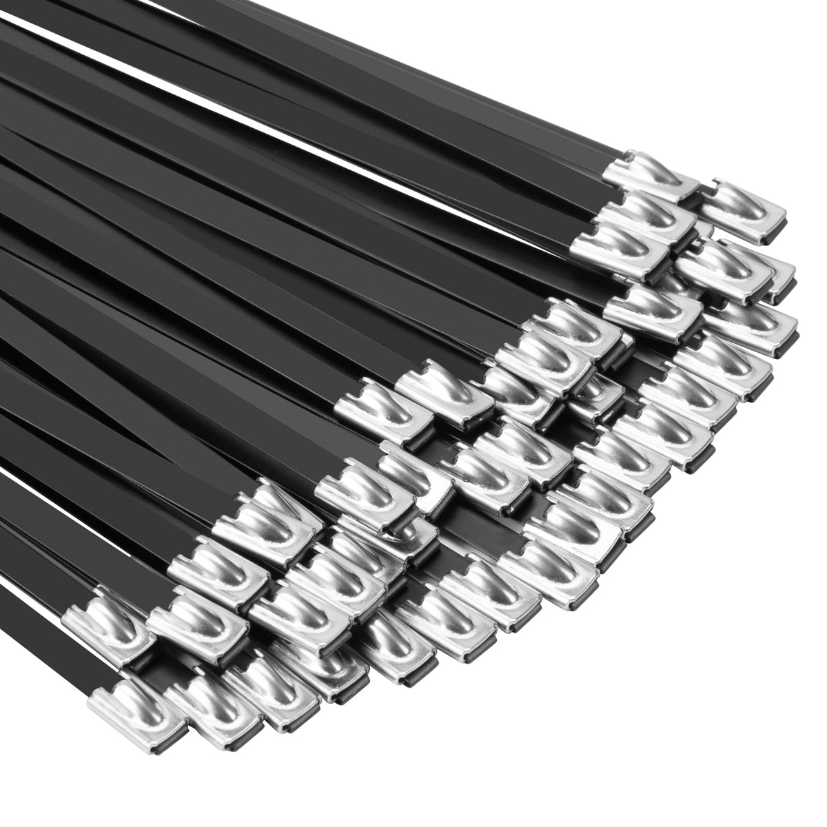 Armpow 26 inch metal zip ties in black epoxy coating for outdoor use and durability