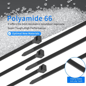 Armpow nylon 66 fireproof material zip ties resist aging in tough environments.
