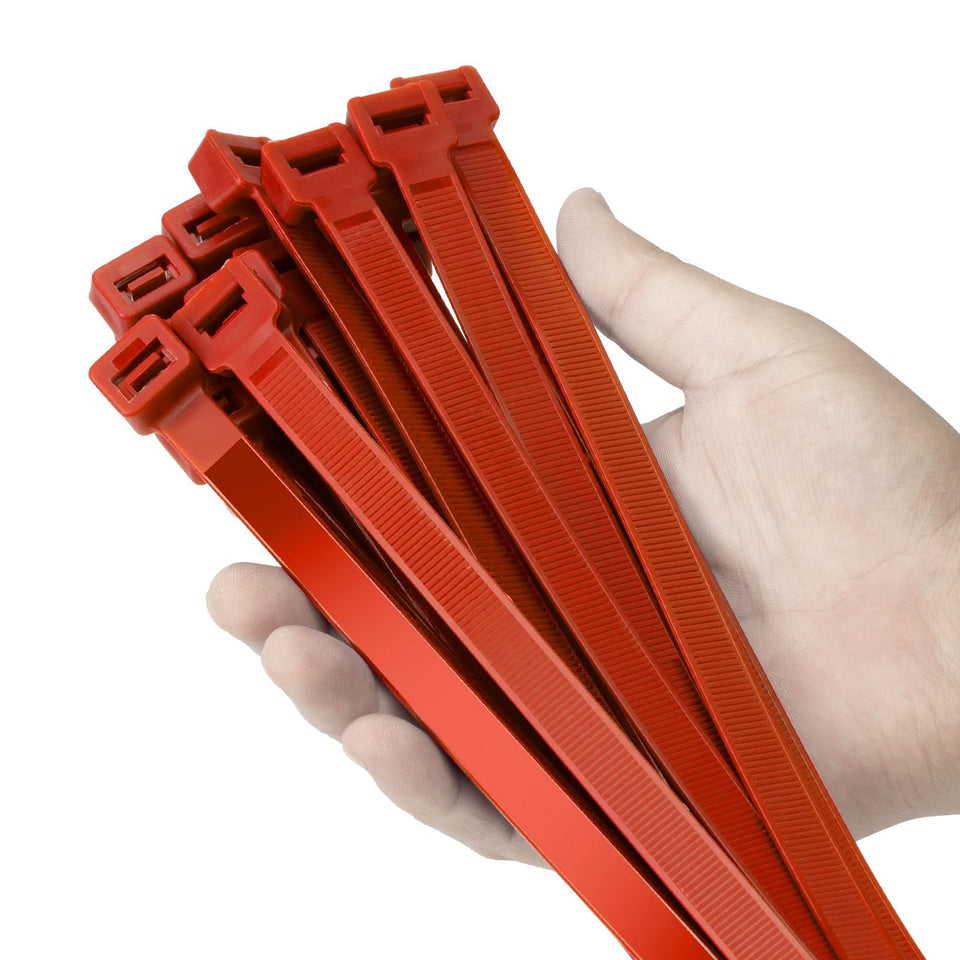 Armpow red 24-inch zip ties in a 50-pack for versatile indoor and outdoor use.