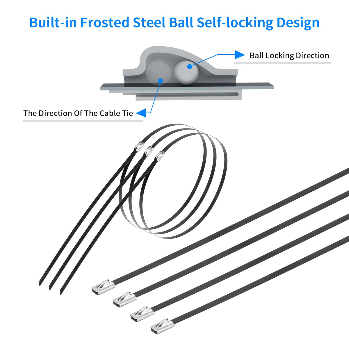 Armpow zip ties binding cables and pipes in an outdoor environment