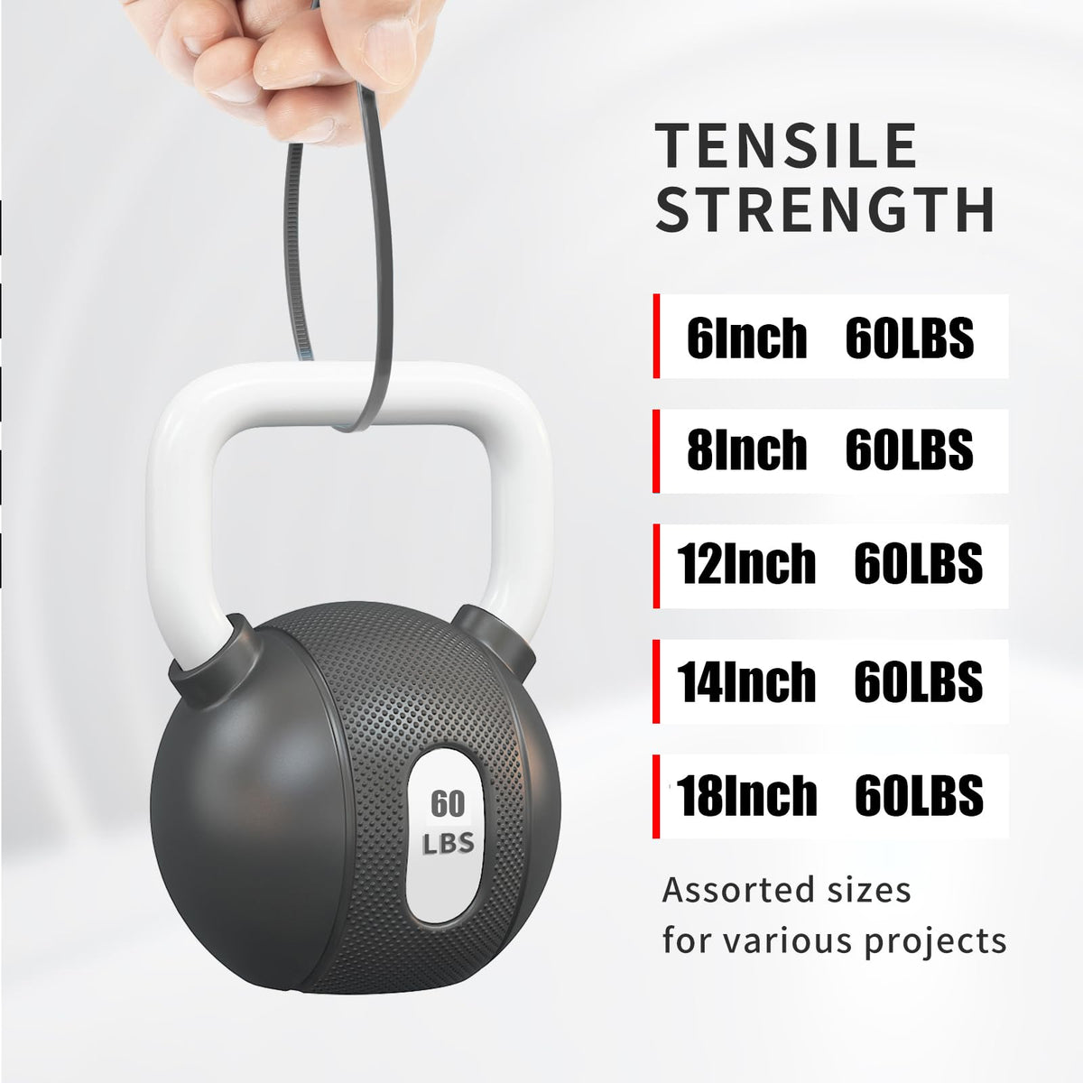 Armpow zip ties 0.065-inch thickness boosts durability in harsh conditions.