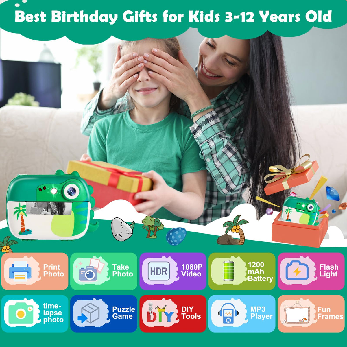 ARNSSIEN kids camera with 2.4-inch screen for clear viewing by kids