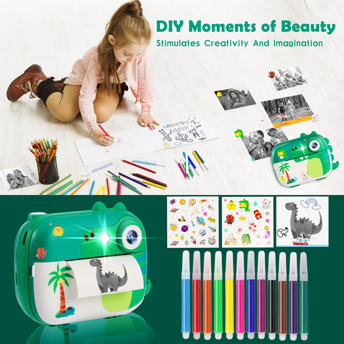 ARNSSIEN kids camera 7-roll paper pack enables many prints for crafts