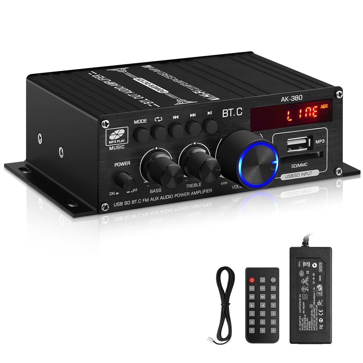 ARRAROWN AK-380 front panel showing ports and LCD for easy control