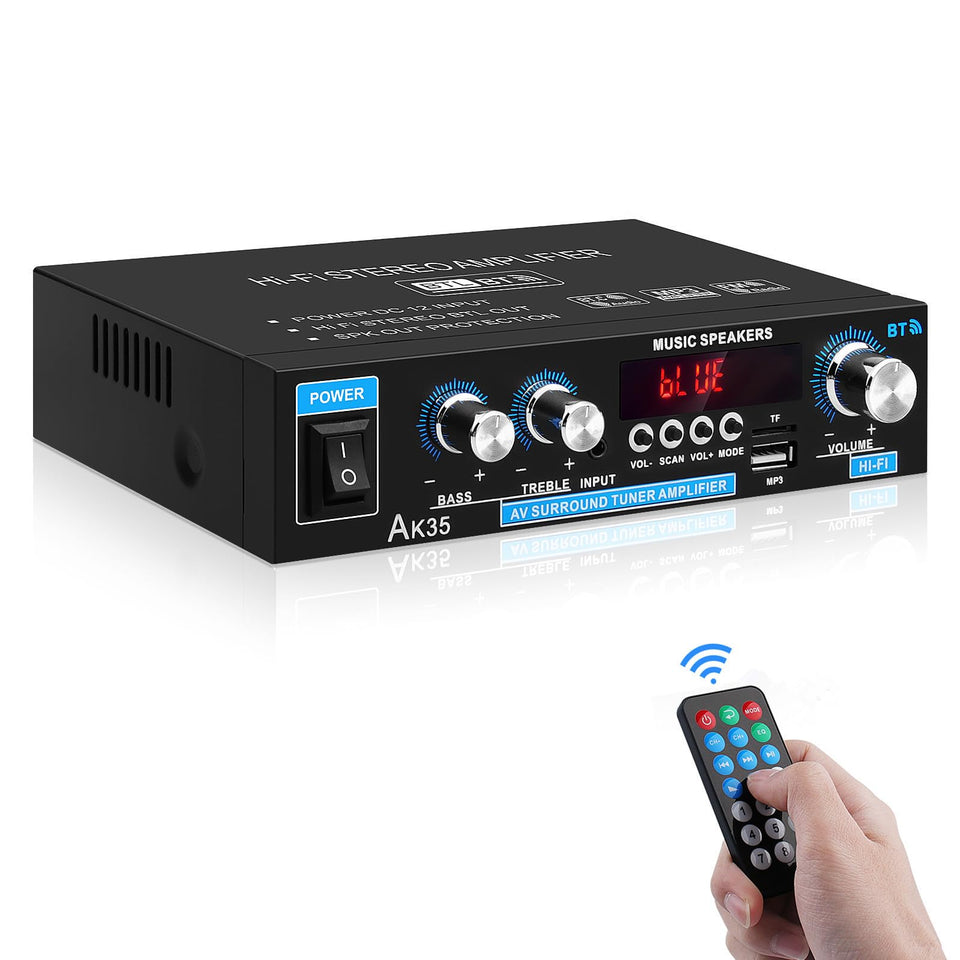 ARRAROWN AK-35 front panel showing power, volume and source controls for easy operation