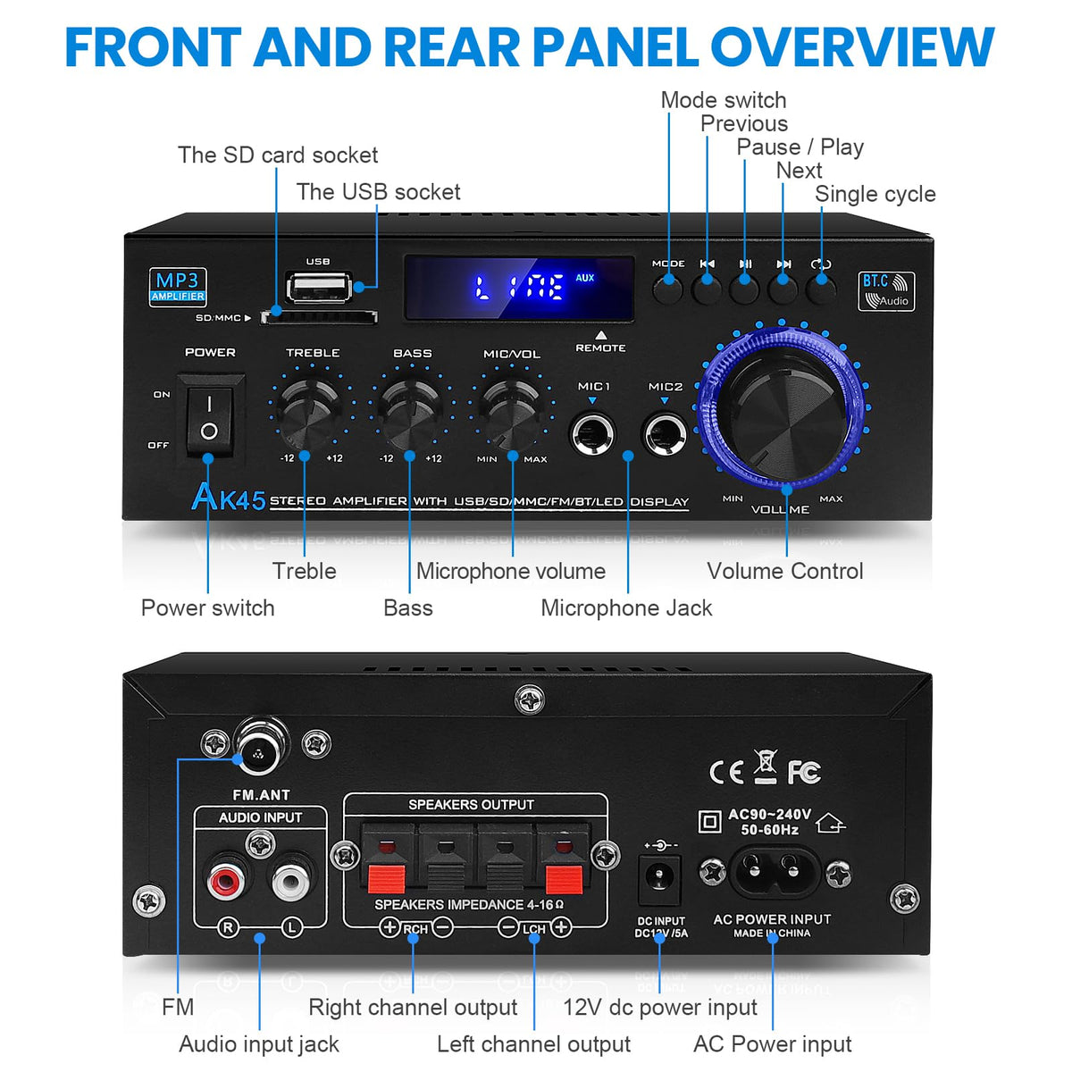ARRAROWN AK45 hooked to passive speakers showing powerful stereo driving capability