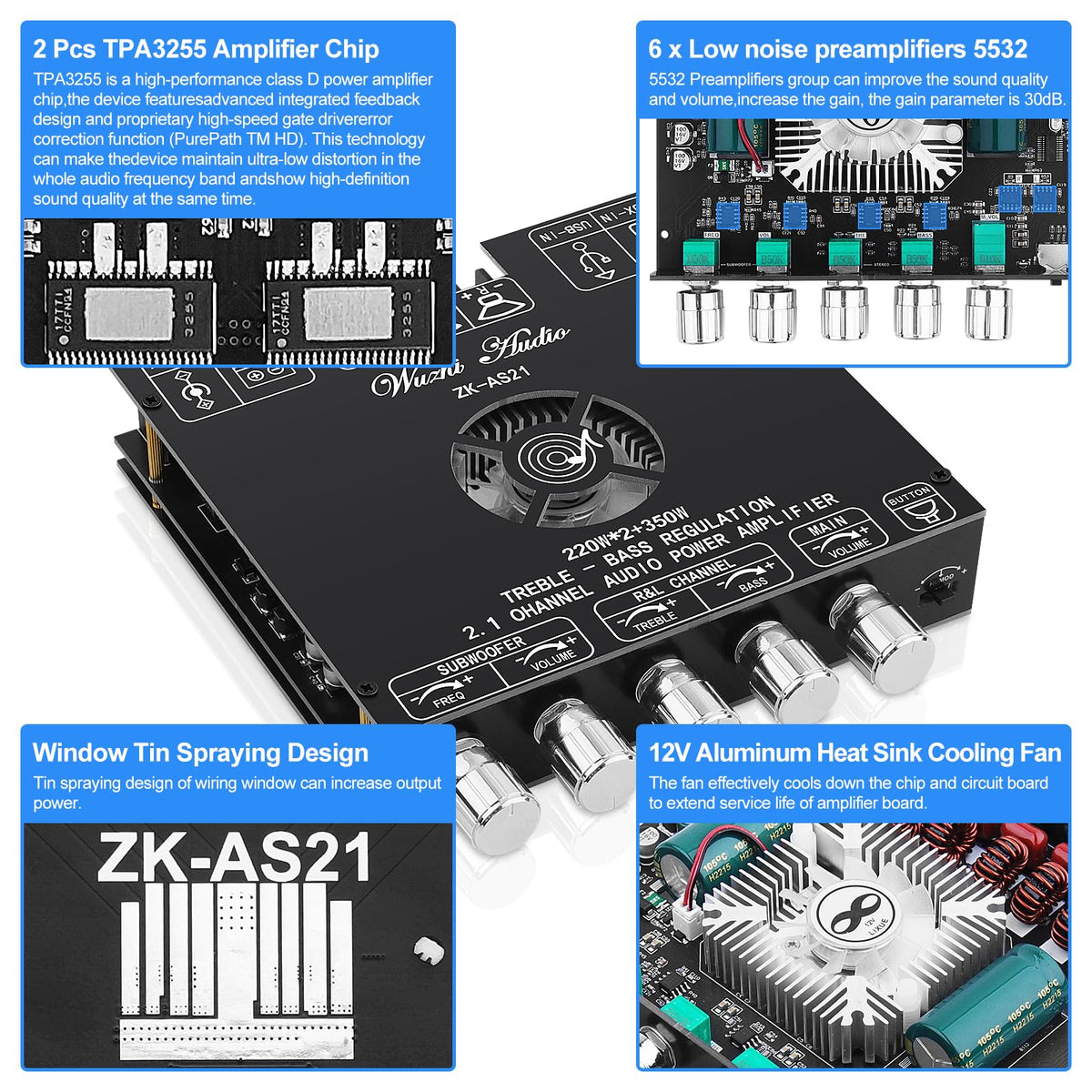ARRAROWN connection ports with speaker terminals and USB ports for easy wiring
