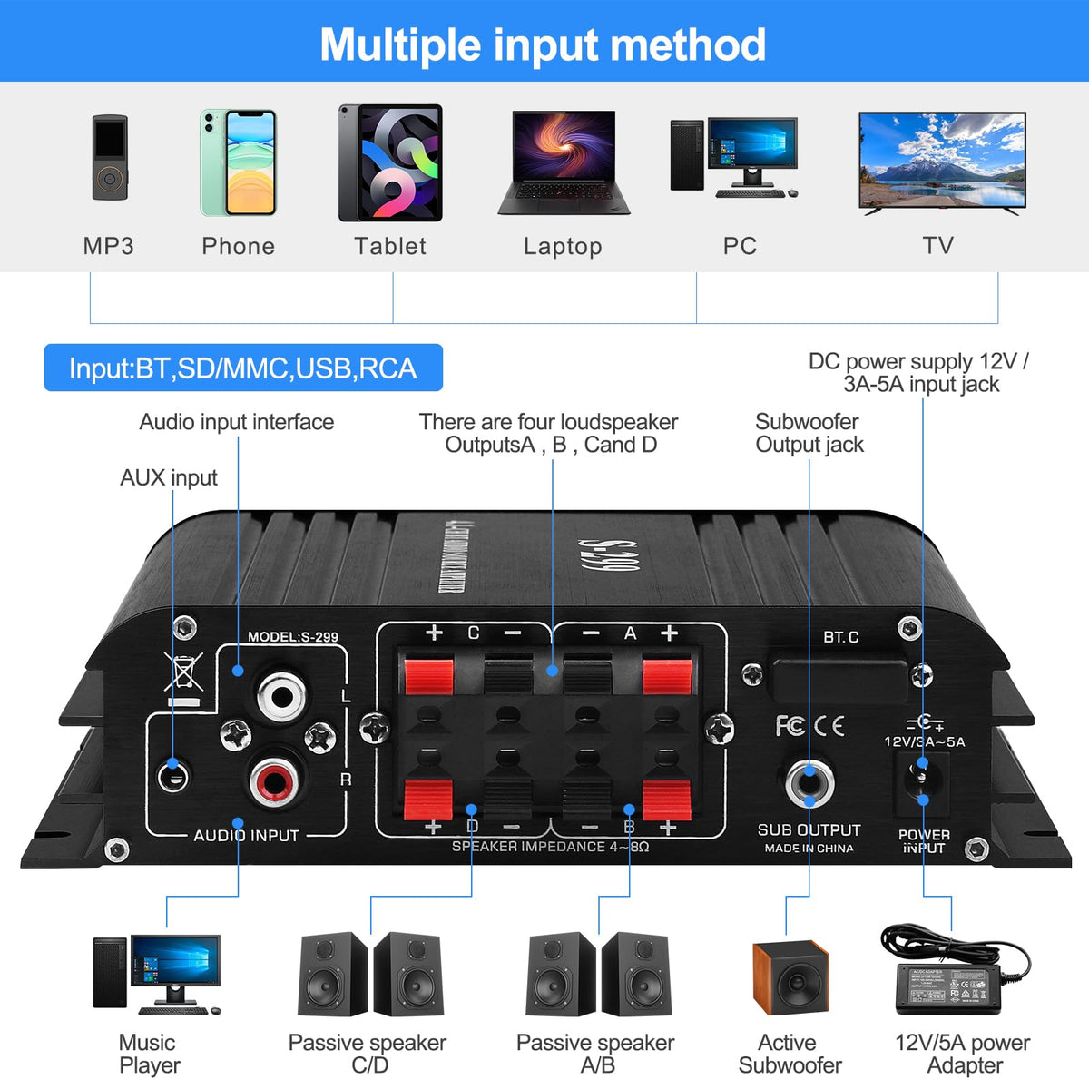 ARRAROWN S-299 installed in a living room AV shelf illustrating real-world setup