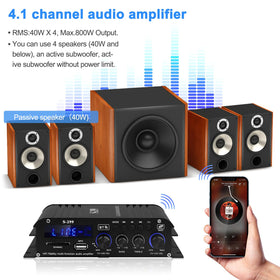 ARRAROWN S-299 remote control in hand for convenient wireless operation and EQ changes