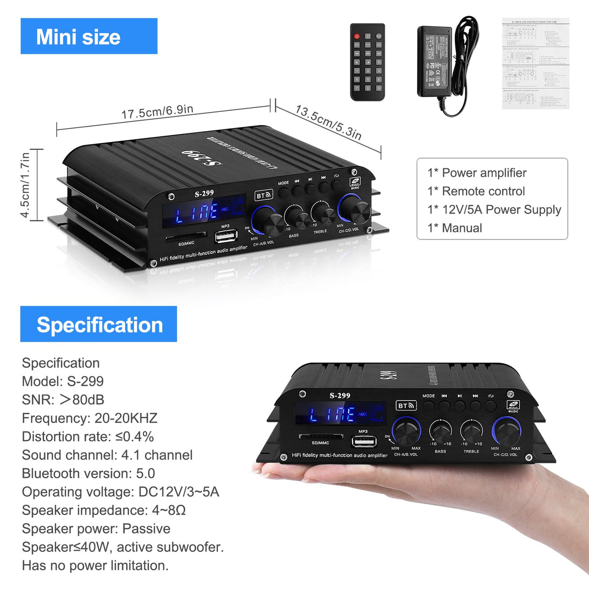 ARRAROWN S-299 playing music from USB and SD card for standalone media playback