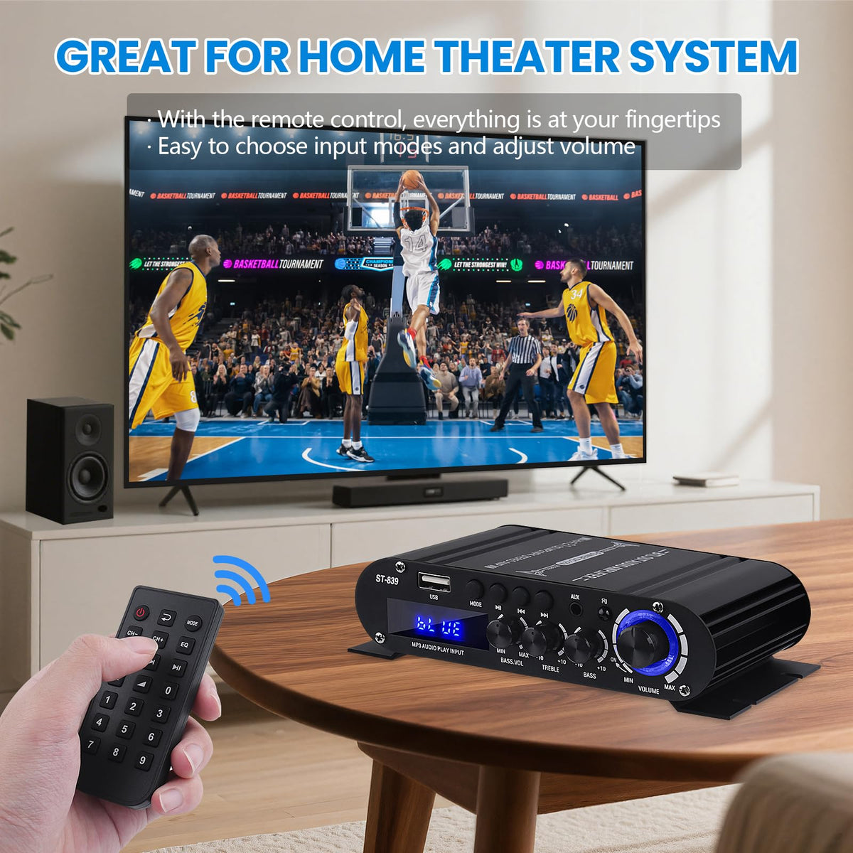 ARRAROWN ST-839 remote control in hand for convenient operation