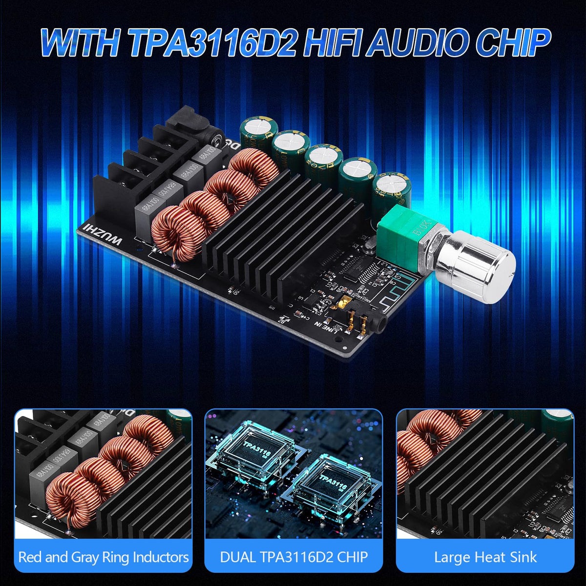 ARRAROWN ZK-1002 front ports emphasize Bluetooth and AUX input for easy device pairing.