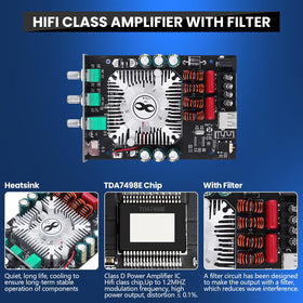 ARRAROWN ZK-1602T shows dual TDA7498E chips for clean stereo power.