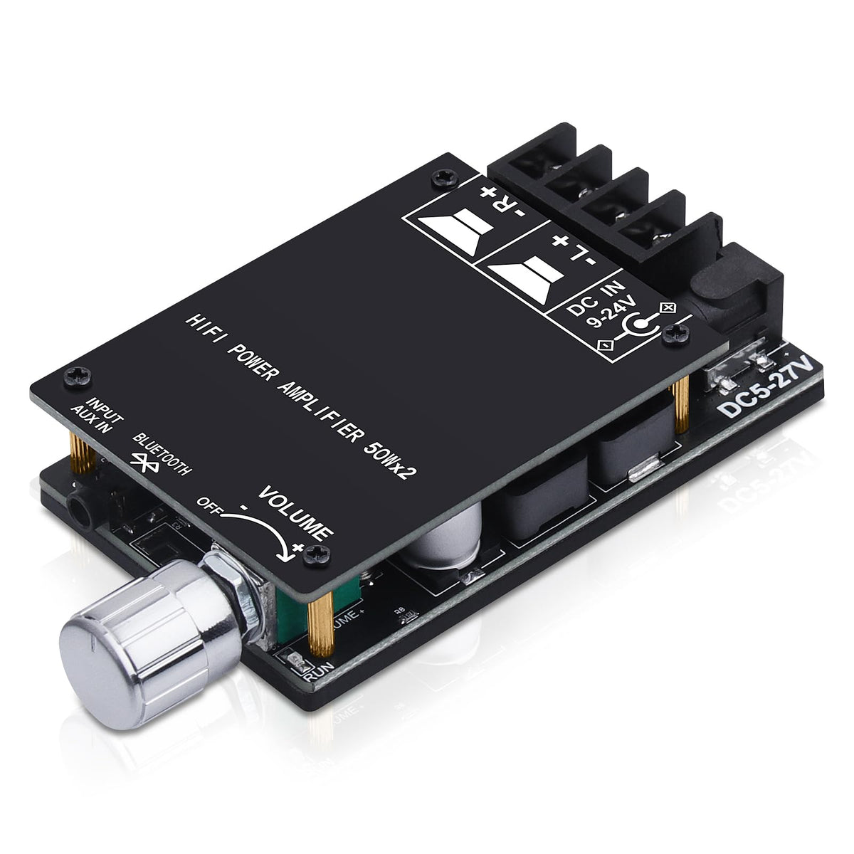 ARRAROWN ZK-502C Bluetooth amplifier board powering home speakers with clear stereo sound.