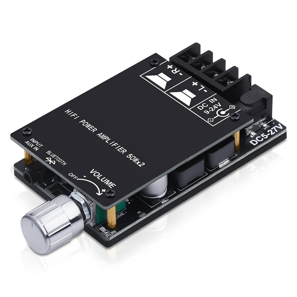 ARRAROWN ZK-502C Bluetooth amplifier board powering home speakers with clear stereo sound.