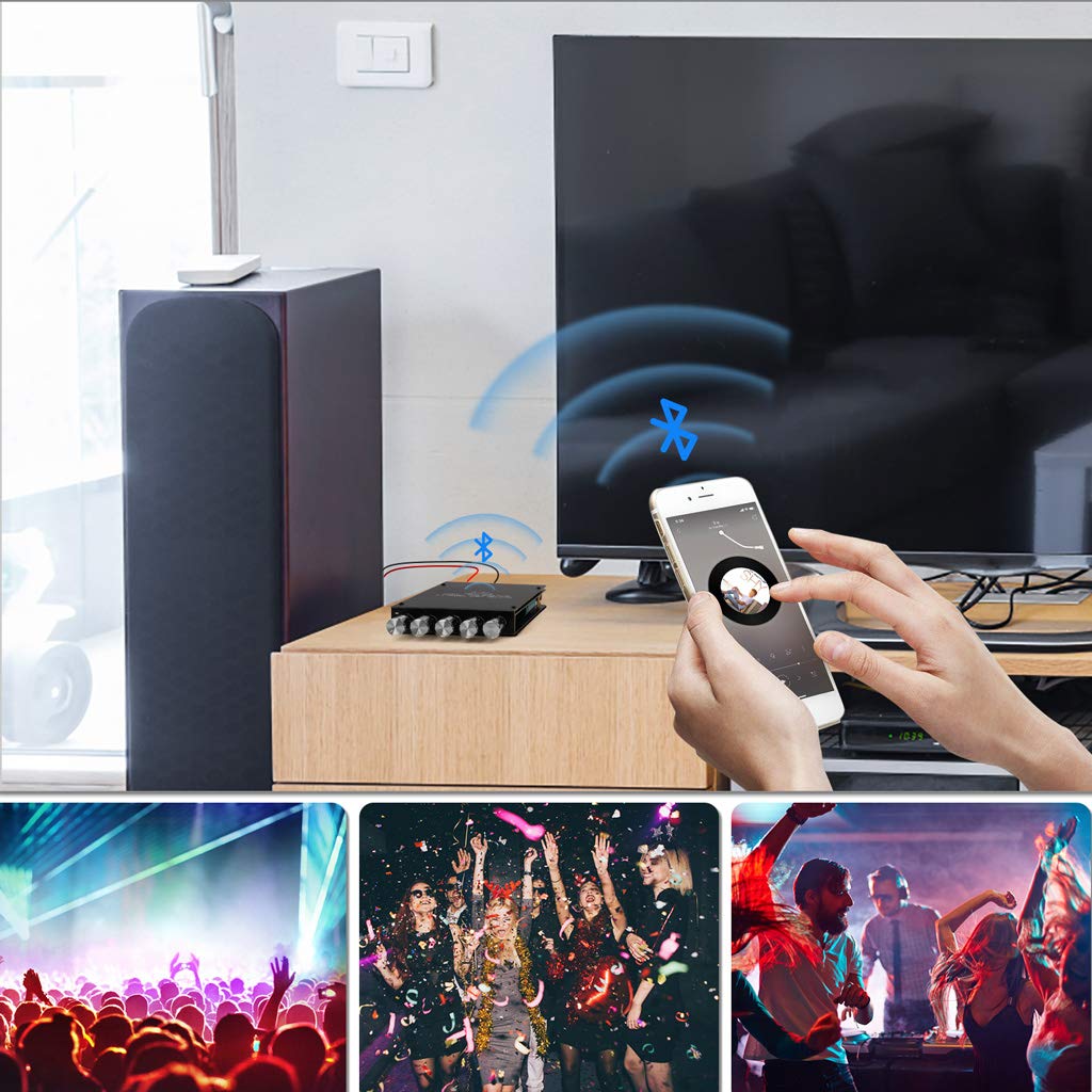 ARRAROWN amp next to a smartphone to show compact portable size