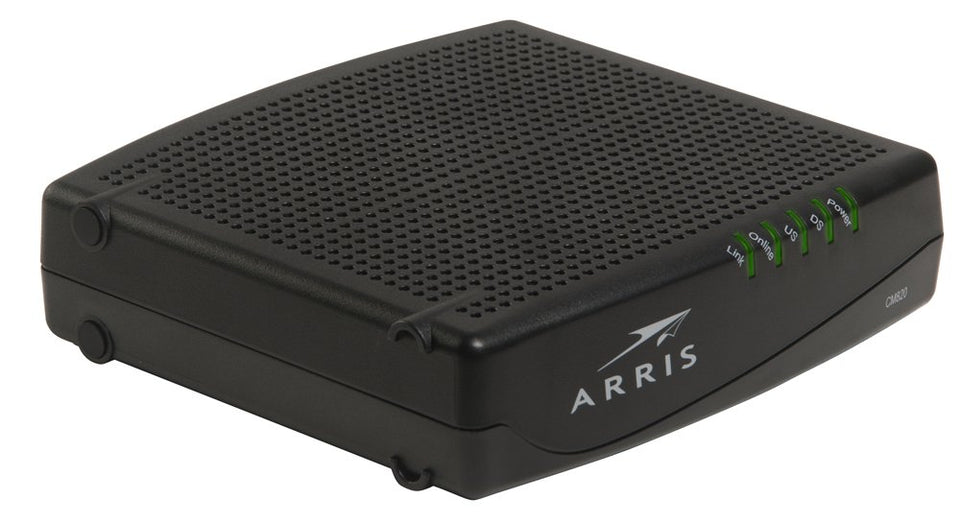 ARRIS CM820A front view showing LED indicators and status for reliable performance