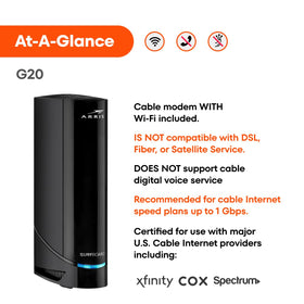 ARRIS G20 Wi‑Fi 6 coverage extends strong signals through the home.