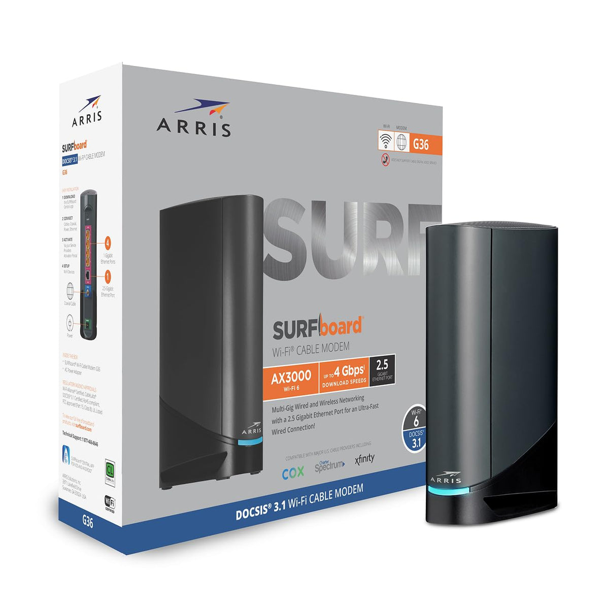 ARRIS G36-RB Wi‑Fi 6 AX3000 delivering broad coverage across living spaces.