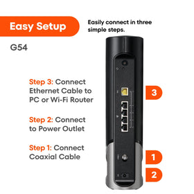 ARRIS G54 box and included accessories ready for quick setup.