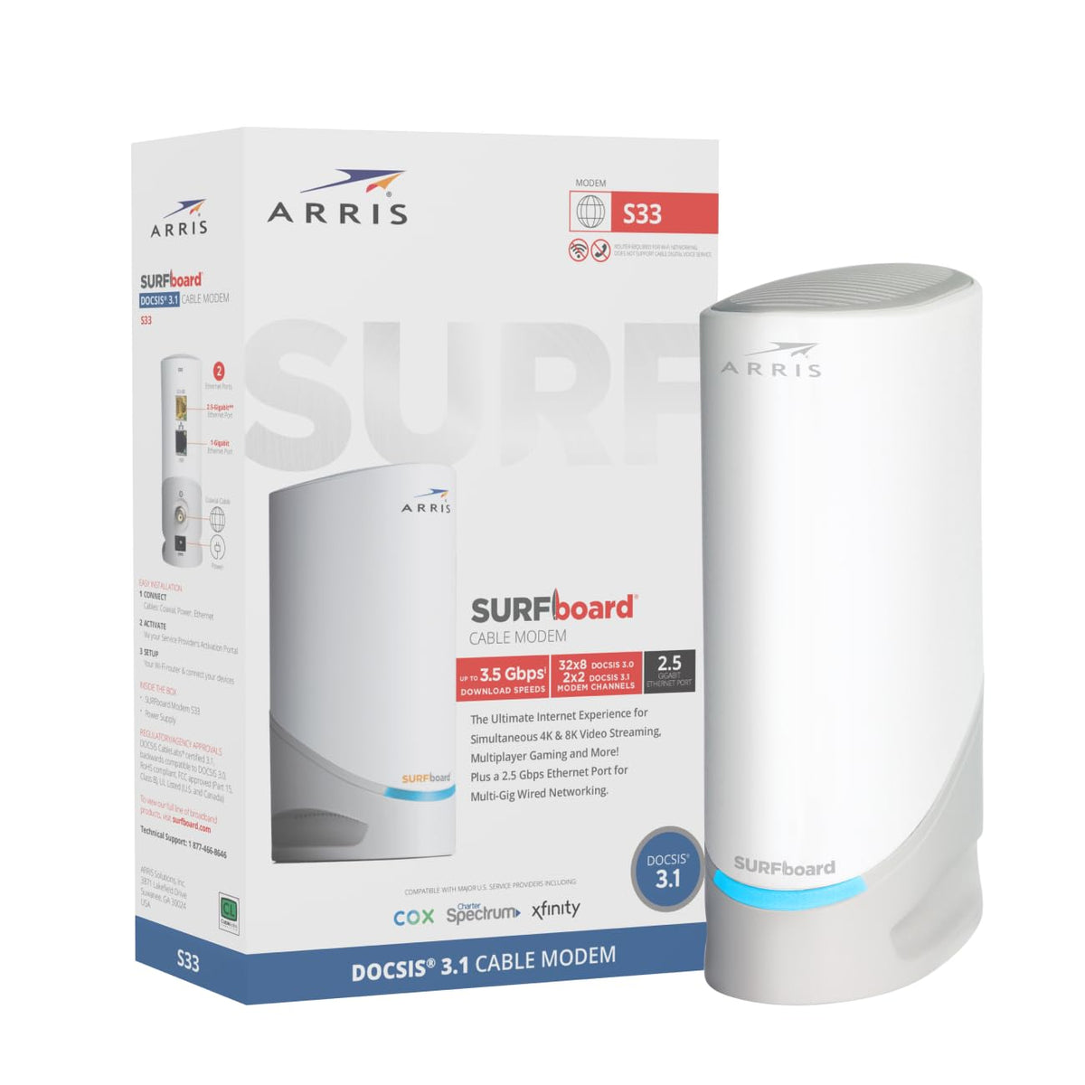 ARRIS S33-RB renewed packaging emphasizes budget-friendly upgrade with trusted performance.